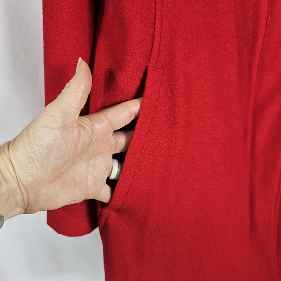 Pendleton Women Hudson Bay Red Wool Car Coat Sz M Striped Lining Water Repellent - Picture 5 of 16